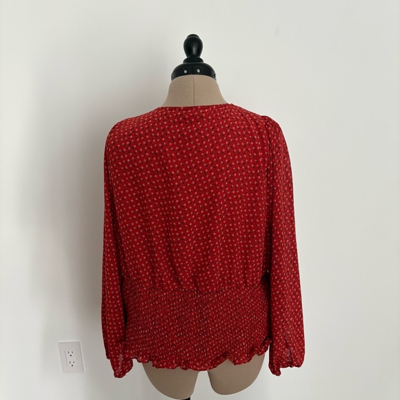 Madewell Julianne Smocked Waist Size 1X Burnt Red Orange Floral Print Stretchy - Picture 2 of 15